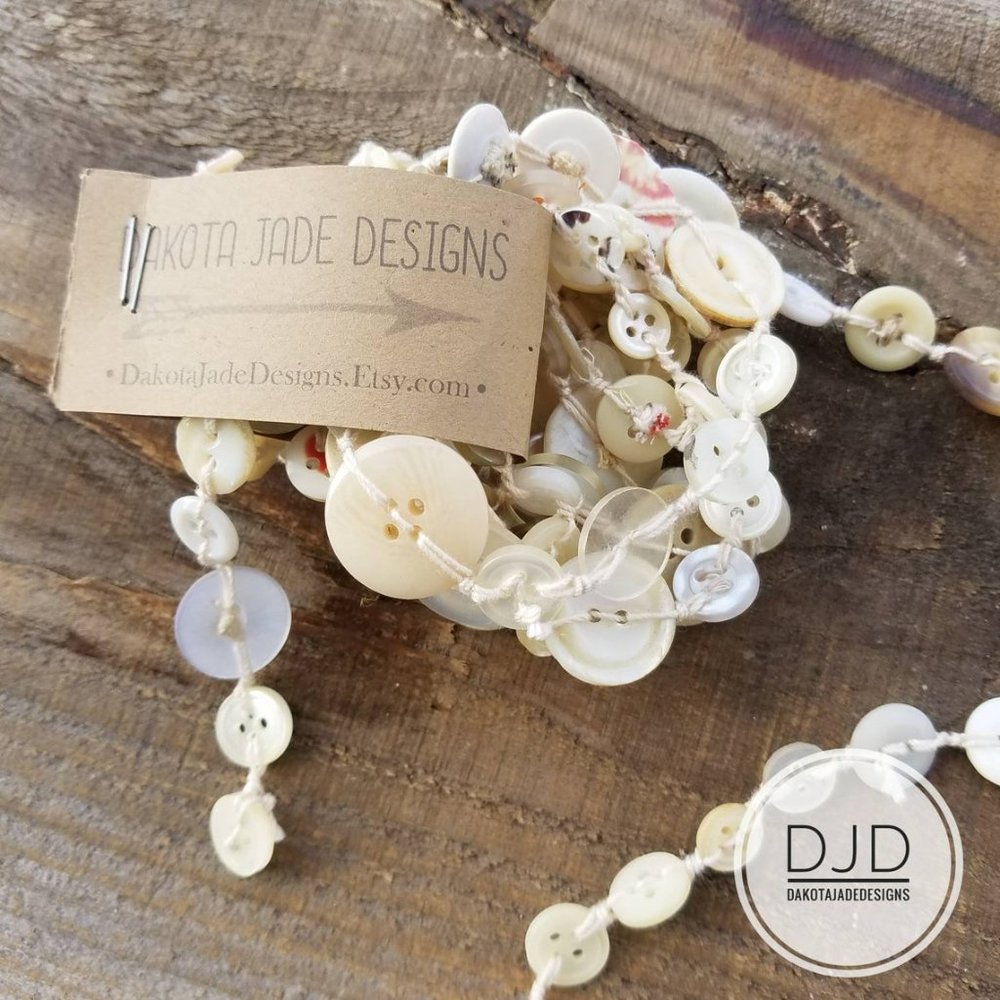 9 FT Button Garland, Farmhouse Primitive Garland, Country Garland, Prim - Picture 7 of 8